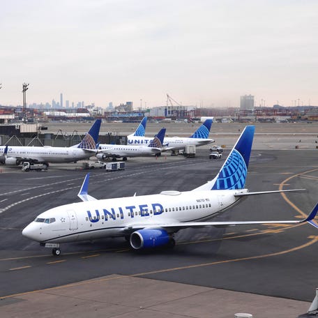 In this file photo taken on January 11, 2023, a United Airlines plane taxis at Newark International Airport, in Newark, New Jersey. (Photo by KENA BETANCUR/AFP via Getty Images)