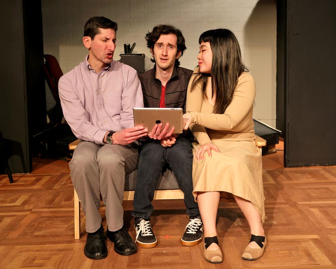 “I Love You, You’re Perfect, Now Change!” runs at Curtain Call Theatre in Braintree Feb. 10-19. Cast members from left, are: Michael Herschberg, Jay Hutzler, and Bowen Huang