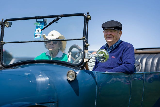 Irénée duPont, Jr., and his wife, Barbara, in their 1918 Cadillac at the 38th annual Point to Point at Winterthur in May 2016.
