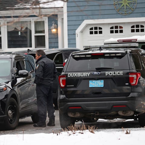 Duxbury Police work at the scene  where two childr