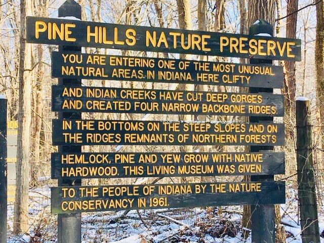 The Pine Hills Nature Preserve Trailhead Sign