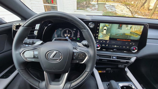 The 2023 Lexus RX350h has much improved ergonomics - and nice screen for the 360-degree backup camera.