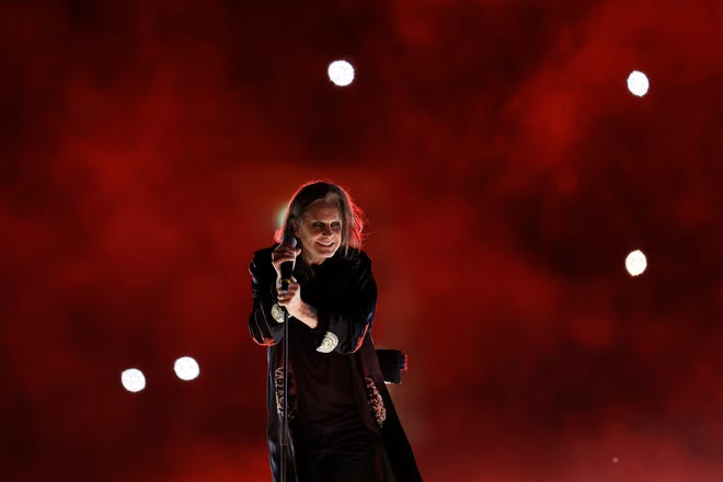 Ozzy Osbourne of Black Sabbath performs during the Birmingham 2022 Commonwealth Games closing ceremony at Alexander Stadium on August 8, 2022, in Birmingham, England.