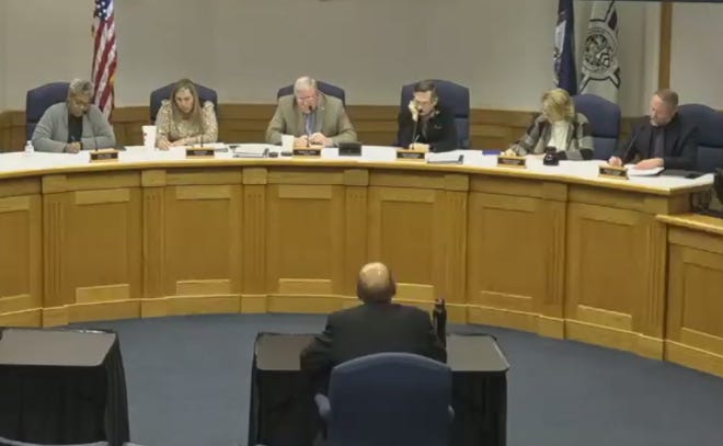 Kenneth Venable responds to interview questions on Feb. 2, 2023, for city council's vacant seat, in this screen shot from the city's Zoom meeting.
