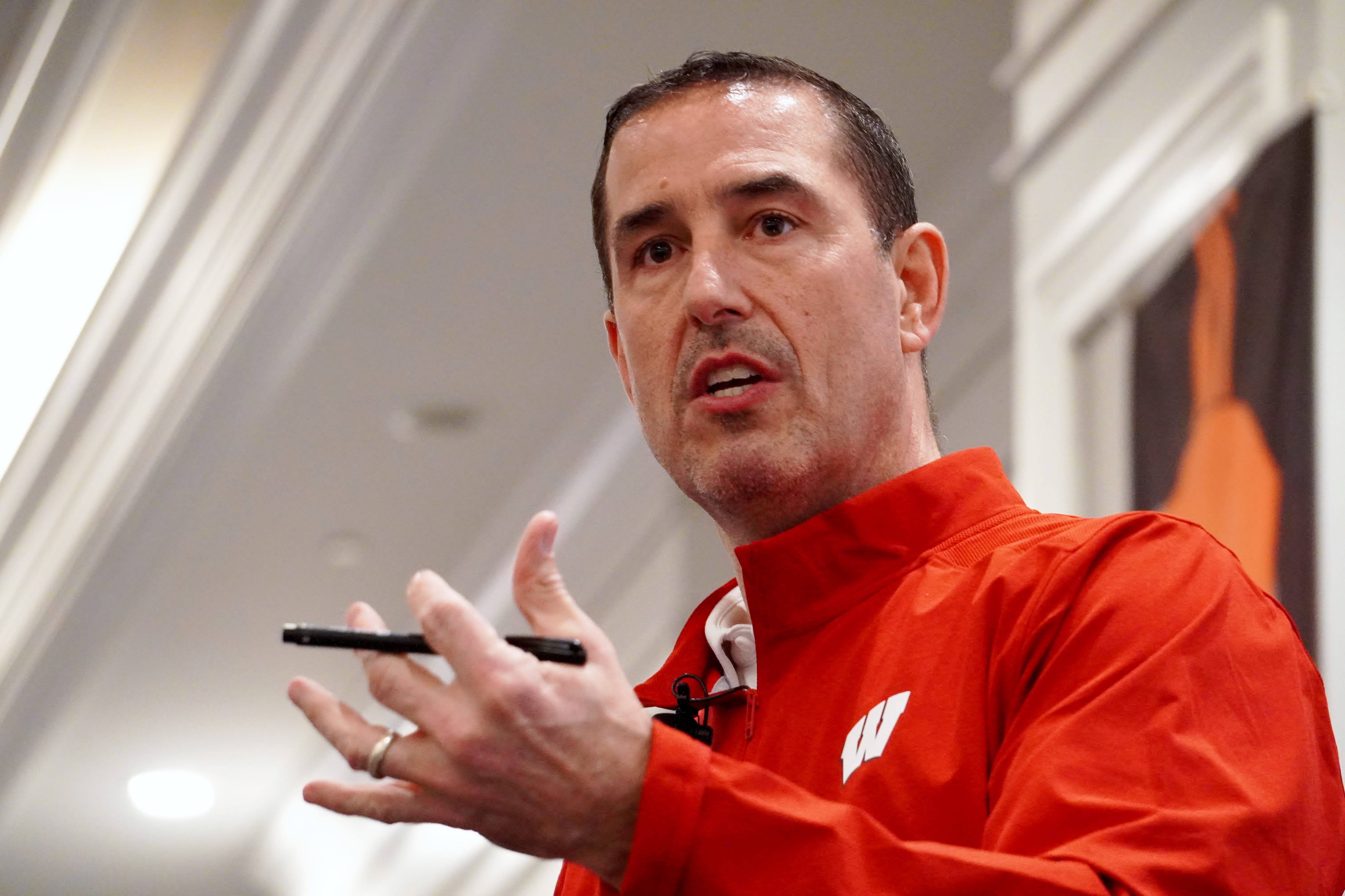 Wisconsin coach, ex-OSU player Luke Fickell speaks at Columbus event