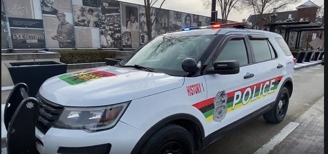 A Columbus police cruiser specially trimmed for Black History Month, which is not responding on patrol runs, is drawing criticism from some as tone-deaf.
