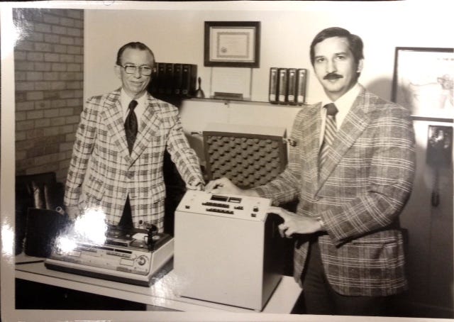Richard Davila Sr., right, joined Livingston Hearing Aid Center in 1976. Ollie Livingston, left, started Livingston Hearing Aid Center in 1953. Davila's son is the current company president.