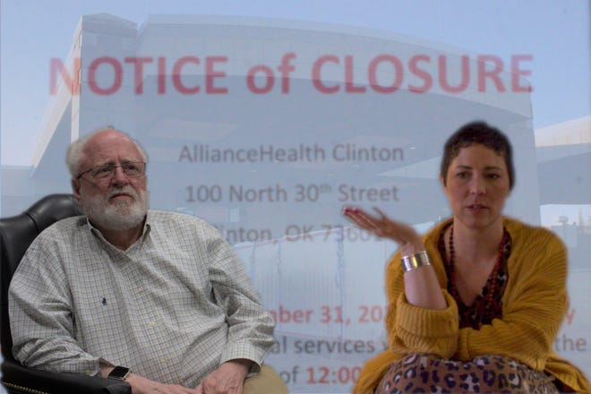 Clinton Regional Hospital closed its doors on Dec. 31, 2022, after Alliance Health chose not to renew its lease for the city-owned facility. Now, city leaders like Robert Johnston, left, are scrambling to reopen the hospital. Nurse Sarah Rose, right, is one of 192 staff members who lost their jobs in the closure.