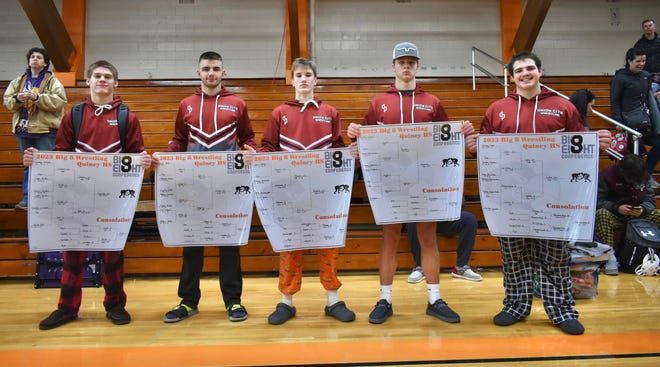Union City had 5 Big 8 champions, including from left, Landyn Crance, Maddox Miller, Logan Mears, Colton Russell and Grady Iobe