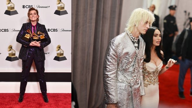 Machine Gun Kelly and Brandi Carlile Grammys 2023 fashion: Shop metallic and embellished suits now.