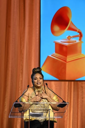 Educator Pamela Dawson speaks onstage during the Recording Academy's Special Merit Awards Ceremony at the Wilshire Ebell Theatre in Los Angeles last week.