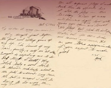 A letter written by Jack Trice the day before he was trampled in a football game and died. It read in part, "The honor of my race, family and self are at stake."