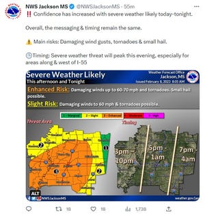 The National Weather Service severe weather update