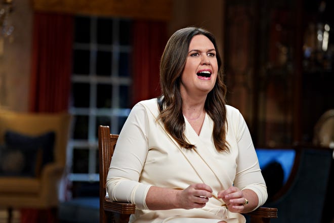 Arkansas Gov. Sarah Huckabee Sanders delivers the Republican response to President Joe Biden's State of the Union address earlier this month.