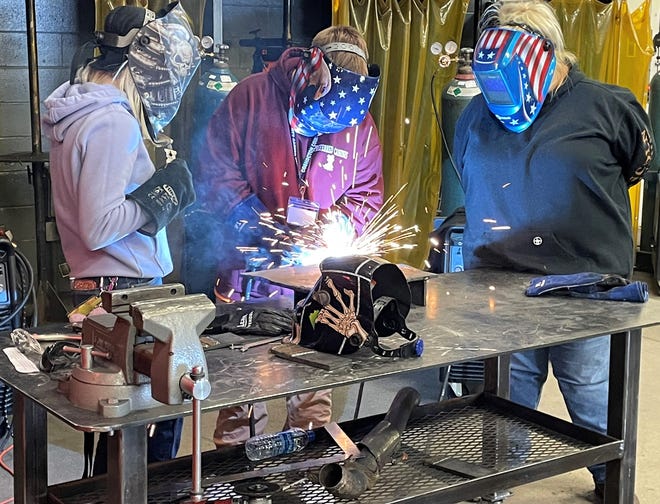 A recent sophomore visitation day at the Coshocton County Career Center allowed about 370 local students a chance to visit programs at the vocational school and try hands-on demonstrations, like welding in metal fabrication.