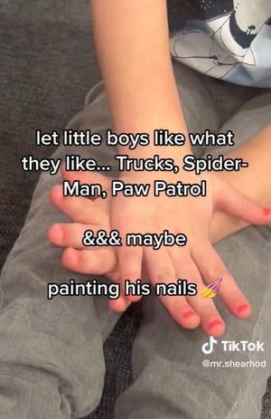 Christian Shearhod said he took his toddler Ashton for a mani-pedi after the boy’s teacher told him “painting your nails is only for girls," in a video shared to TikTok. 
As of Feb. 9, 2023, the clip had more than 4 million views and had garnered more than 700,000 likes.