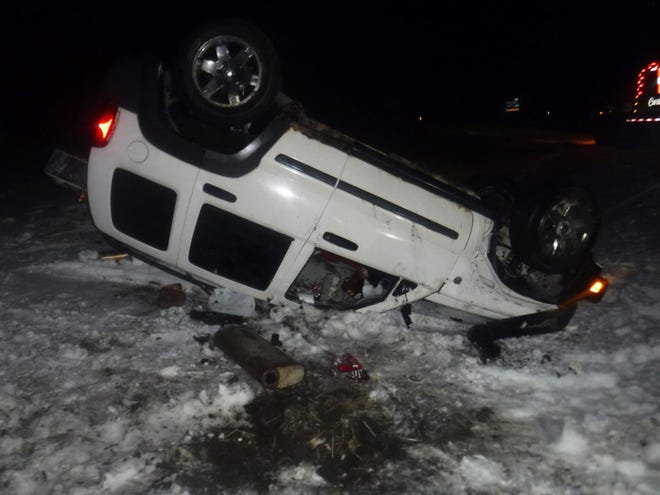 The driver was uninjured in this Feb. 9 rollover crash in Cheboygan County.