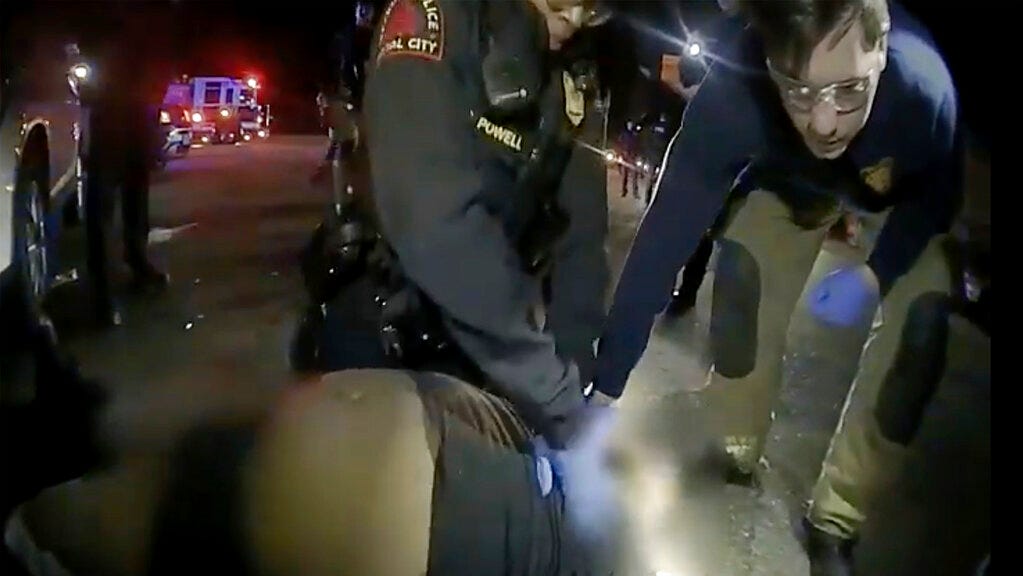 This screengrabs shows the arrest in Raleigh, N.C. of Darryl Tyree Williams, who died after being stunned repeatedly with stun guns on Jan. 17, 2023. Williams, 32, died at a hospital after being confronted and handcuffed by officers in a south east Raleigh neighborhood early Jan. 17, according to the report by Police Chief Estella Patterson.
