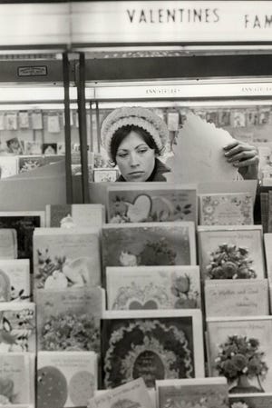 A woman shops for valentine cards in 1971. Valentine’s Day wasn’t created by greeting card companies, but they did popularize the holiday.