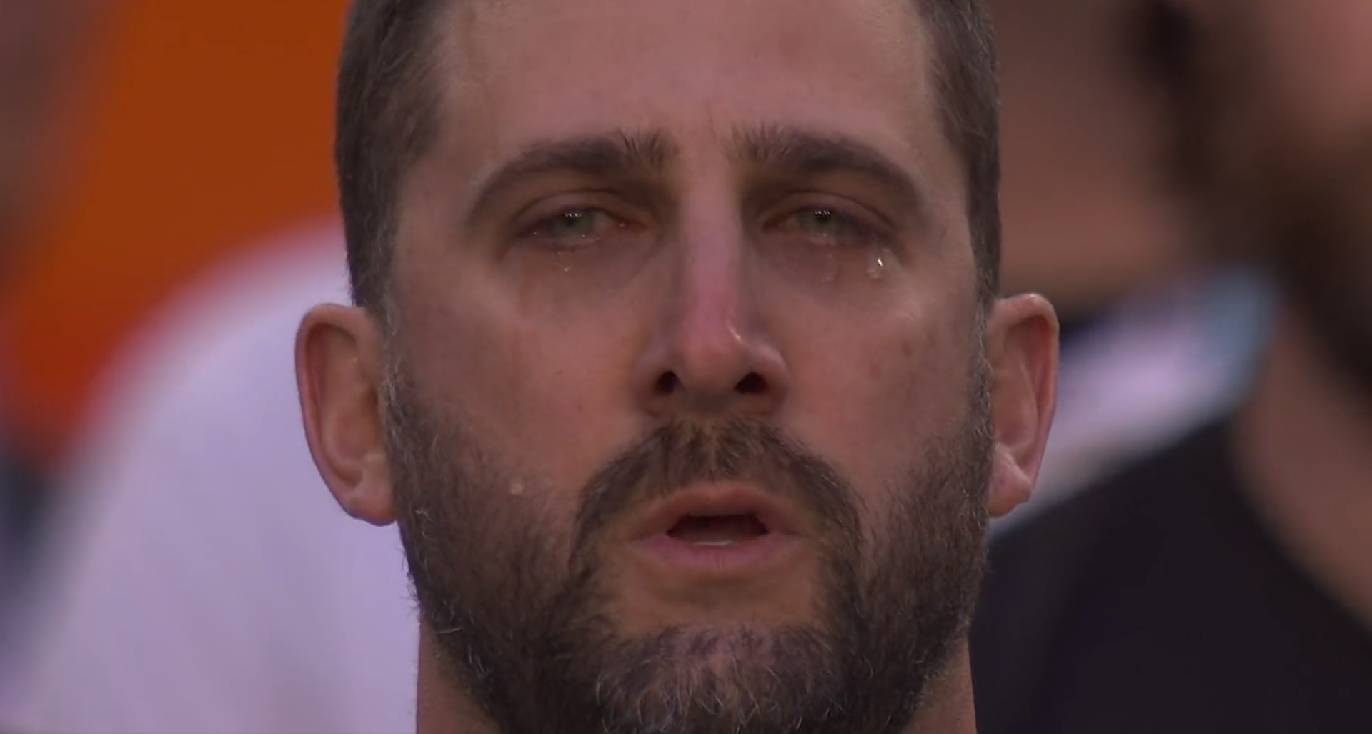 Eagles coach Nick Sirianni, center Jason Kelce cry during Super Bowl national anthem