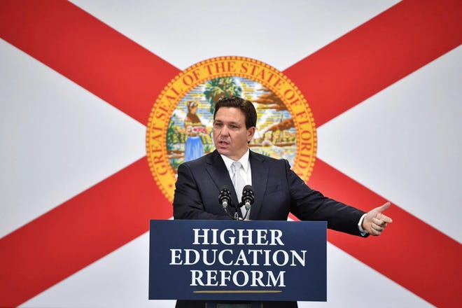 Gov. Ron DeSantis announced a new proposal to reform higher education in Florida at a press conference at State College of Florida in Manatee-Sarasota.