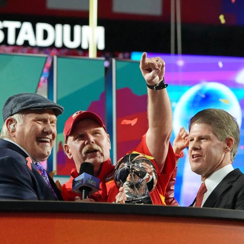 FOX Sports' Terry Bradshaw interviews Chiefs coach