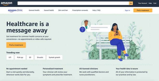 The Amazon Clinic main page