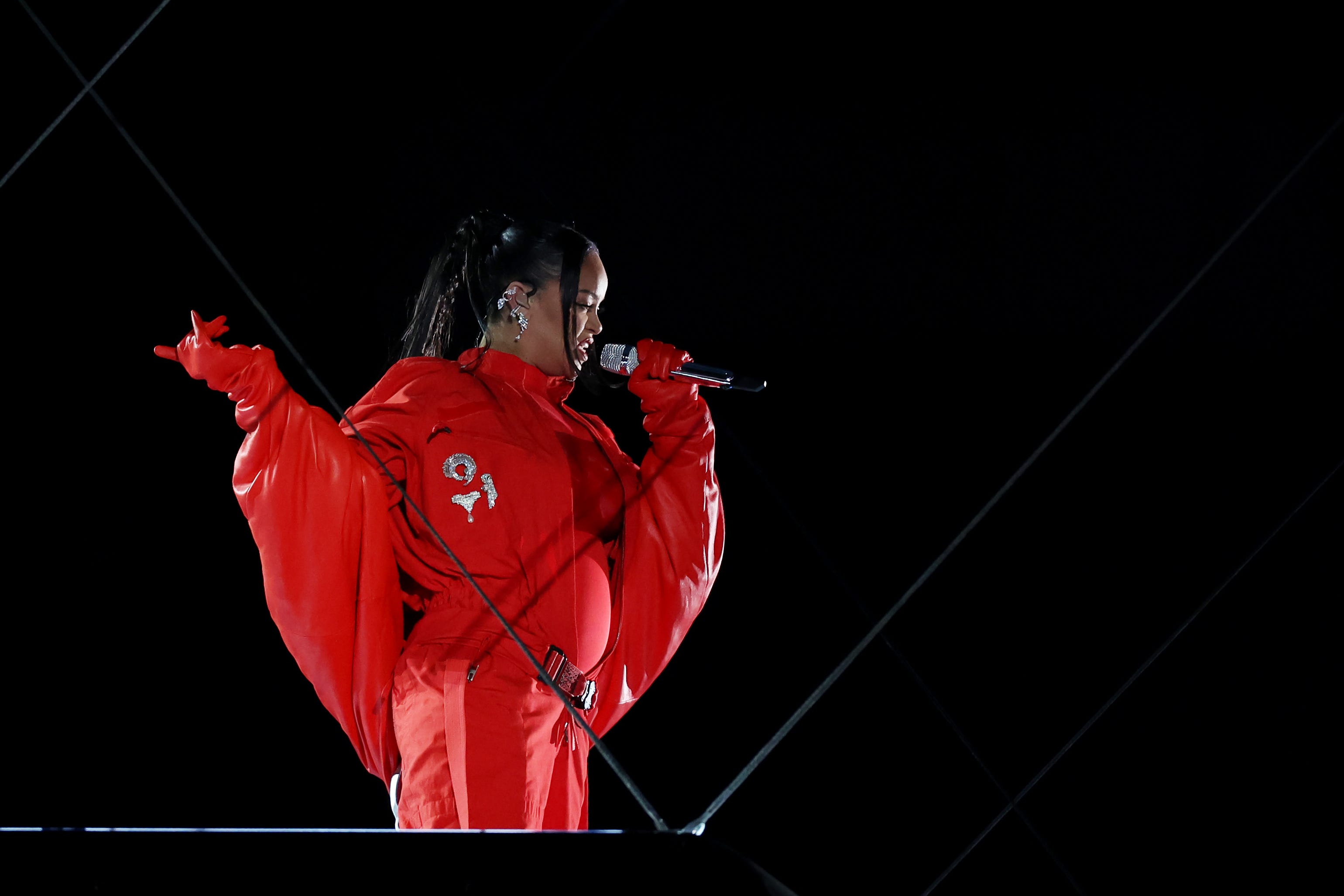 Rihanna floated over the State Farm Stadium in Glendale, Arizona, during her performance.&nbsp;