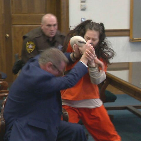 Taylor Schabusiness attacks her attorney, Quinn Jo
