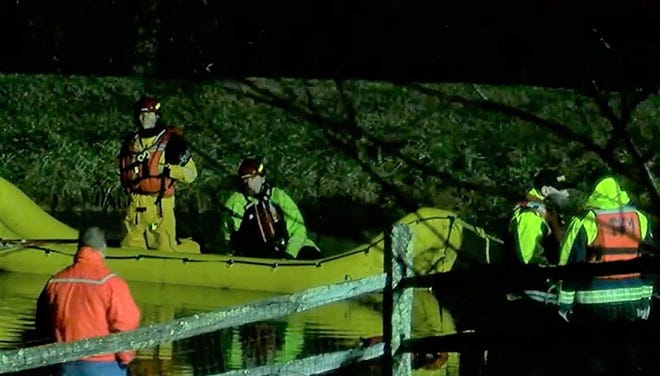 Colerain Township firefighters and Hamilton County Task Force 1 searched a pond on Stone Mill Road for a 24-year-old man after he fell out of a canoe there.