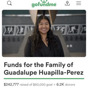 A fundraiser for Guadalupe Huapilla-Perez has raised more than $260,000. The Michigan State University student was one of the five students critically injured in the shooting on MSU's campus Monday night, according to her sister. GoFundMe has verified the account.