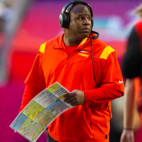 Chiefs offensive coordinator Eric Bieniemy has tut
