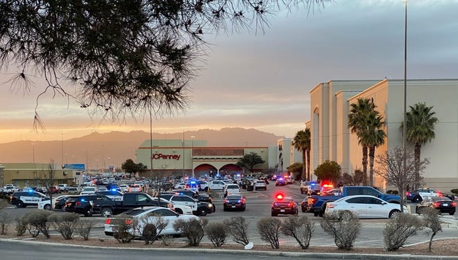 El Paso police respond to a report of a shooting at the food court at Cielo Vista Mall on Wednesday, Feb. 15, 2023.