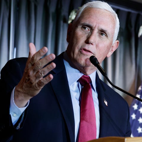 Former Vice President Mike Pence gives remarks at 