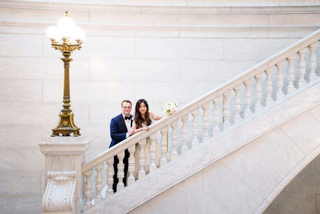 Yichen and Alex Calnon married on Aug. 6, 2022, at the Ohio Statehouse.