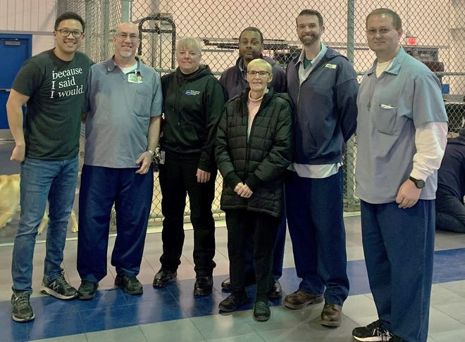 Entrepreneur and motivational speaker Alex Sheen, far left, recently spoke to inmates at the North Central Correctional Complex in Marion. Sheen is the founder and CEO of Because I Said I Would, a a "social movement and nonprofit organization dedicated to the betterment of humanity through promises made and kept."