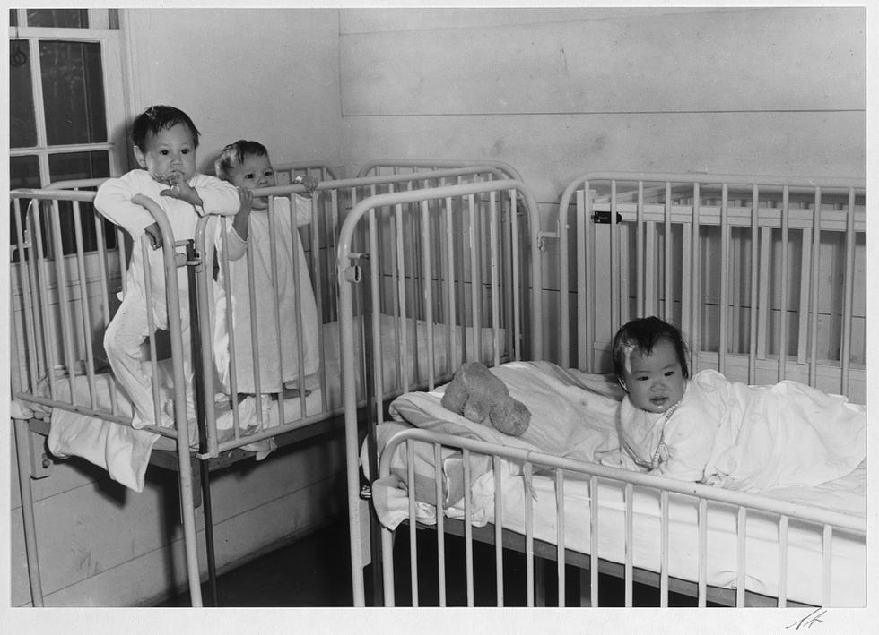 Japanese incarceration in the United States in Adams’ photos 20 Babies are pictured in an orphanage.