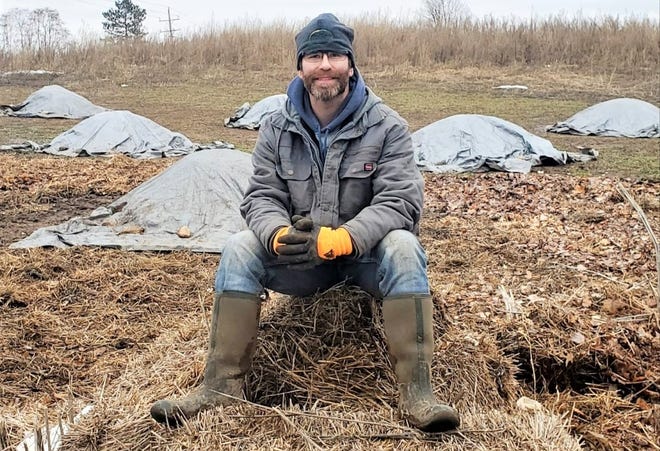 Cory Groshek, CEO of Greener Bay Compost is showing Jan. 24 as he takes a break from working on his farm in the town of Lessor.