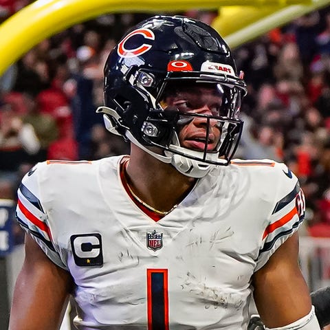 Chicago's Justin Fields (1) became the third NFL q