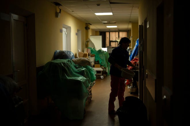 The corridors of a hospital in Izium, Ukraine, on Sunday, February 18, 2023, are piled with equipment salvaged from the damaged part of the Russian attack. His day over the past year, according to research that tried to document each strike.