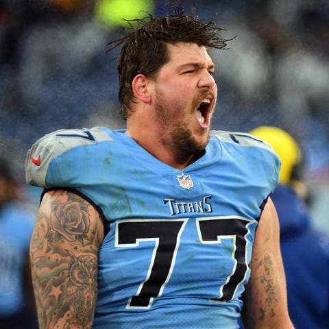Tennessee Titans offensive tackle Taylor Lewan (77