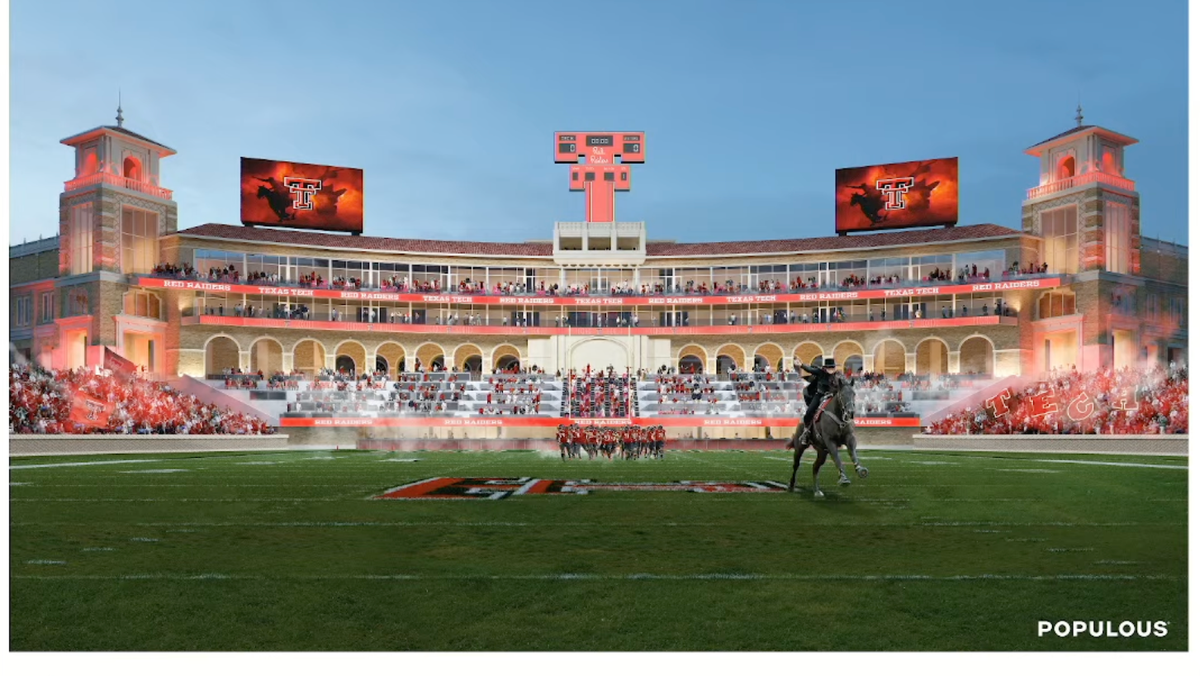 Renderings of the South End Zone Project at Texas Tech