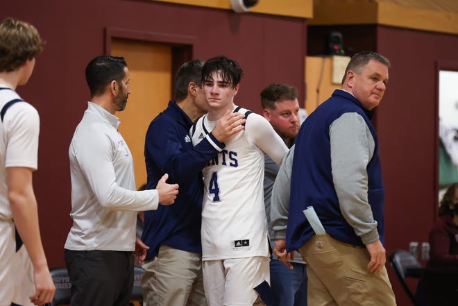 St. Thomas Aquinas head coach David Morissette, seen here after the Saints lost to Mascoma in the Division III semifinals, was named Division III Coach of the Year.