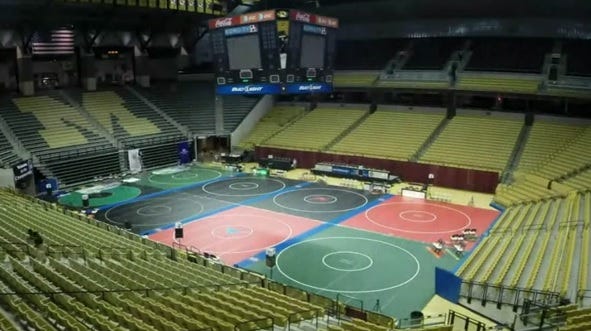 Mizzou Arena in Columbia is host of the Missouri State High School Wrestling Championships this week.