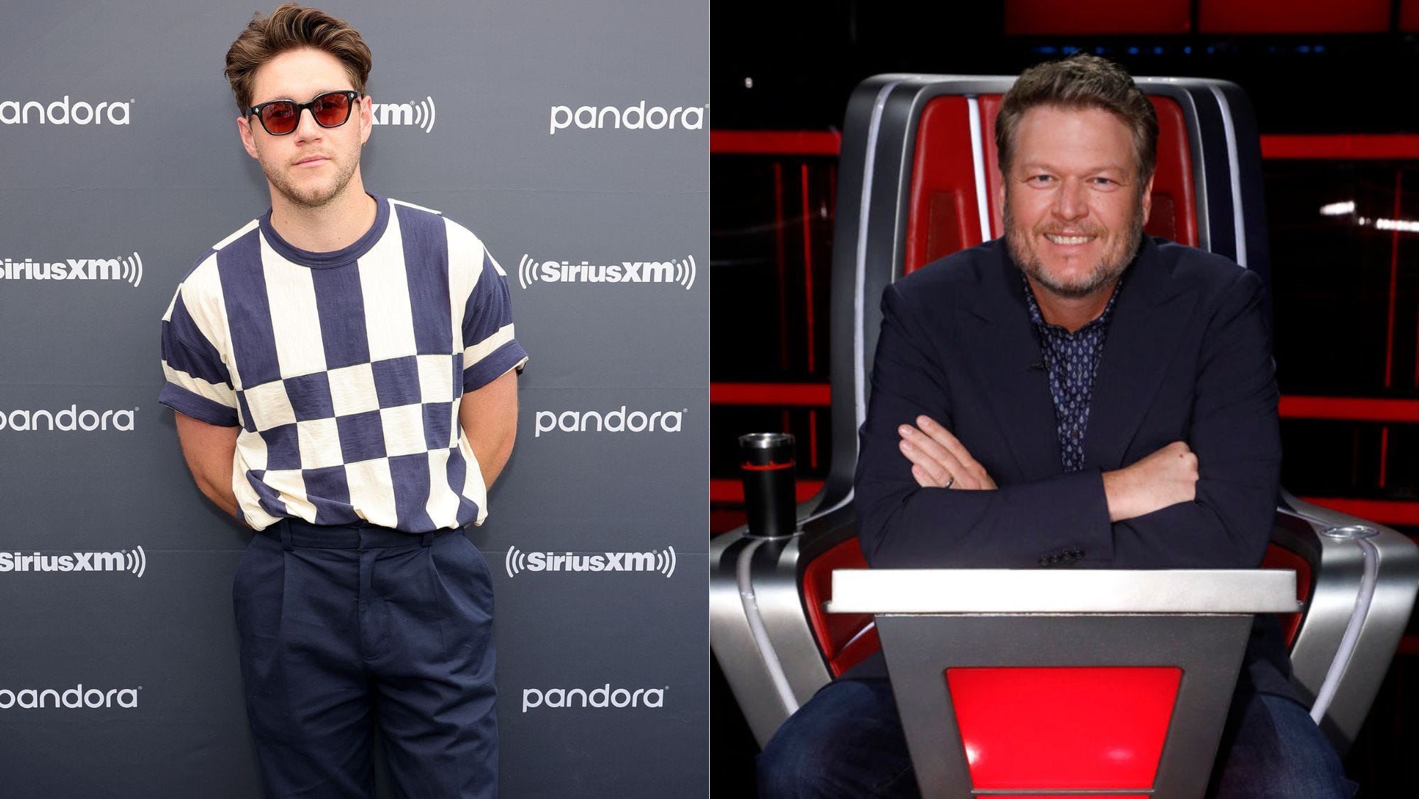 New coach Niall Horan, left, playfully took aim at Blake Shelton’s signature southern accent during a first-look promo for Season 23 of "The Voice."