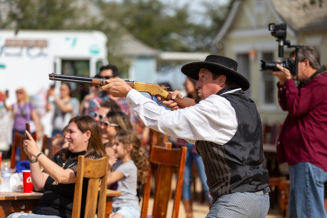 Professional stunt man Jody Stelzig helps create a movie-style fight for those in attendance at the Lake Travis Film Festival at Star Hill Ranch in 2020. The city of Lakeway approved spending nearly $58,000 for this year's event, which will run Sept. 14-17.