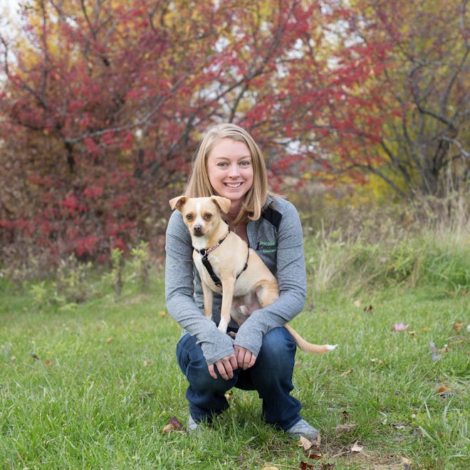 Maggie Keippel, owner of Practical Obedience Custom Dog Training, and her dog Little Jack.