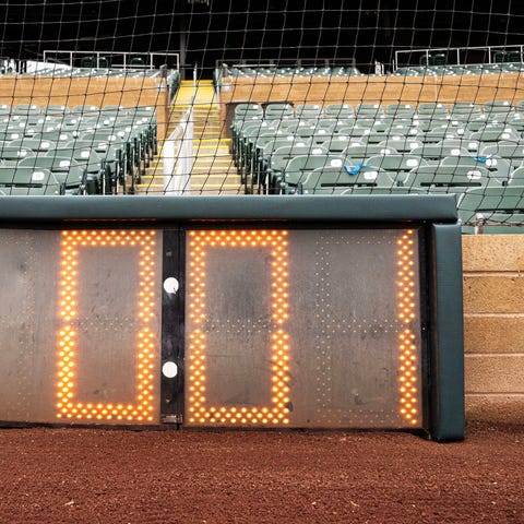 New clocks are installed in behind home plate and 