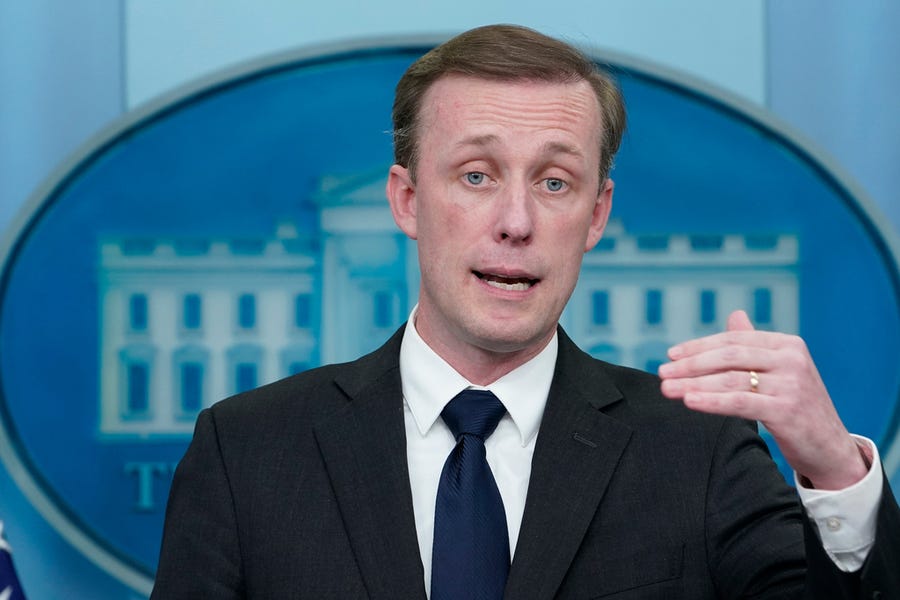 White House national security adviser Jake Sullivan speaks during the daily briefing at the White House in Washington, Dec. 12, 2022.