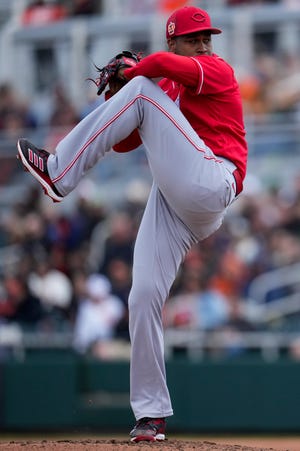 Cincinnati Reds relief pitcher Alexis Diaz threw one of the best pitches of the spring against one of the best hitters in baseball on Sunday.